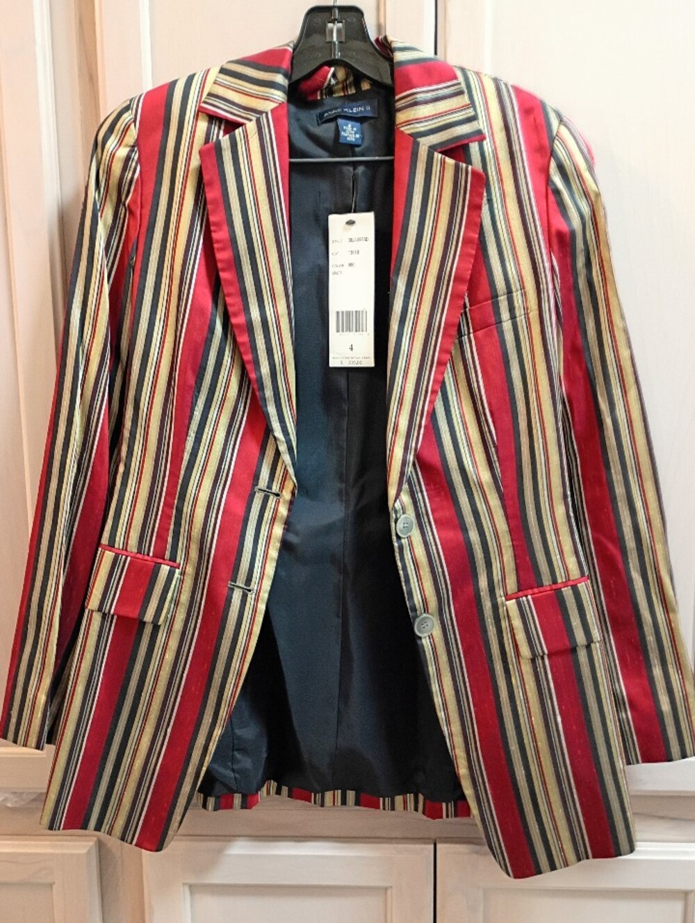 NWT Vintage Anne Klein II Striped Power Blazer Jacket Size 4
